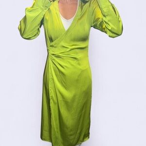 Elegant Green Wrap Dress